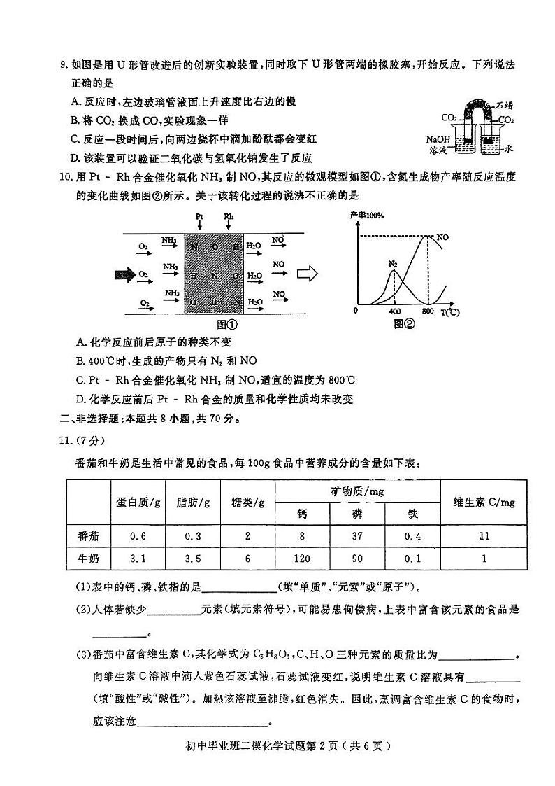 2024年福建省三明市永安市中考二模化学试题02