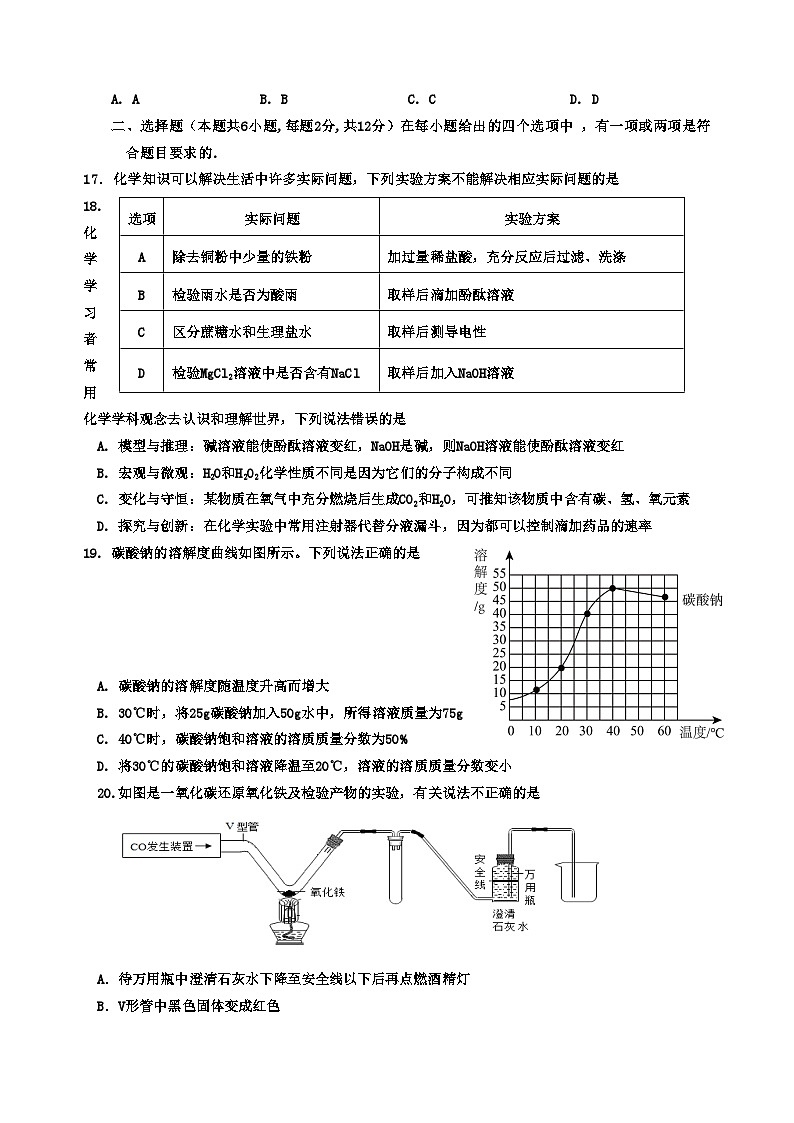青岛市初中化学模拟试题第3页