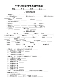 初中化学2024届中考实用考点填空练习(附参考答案)