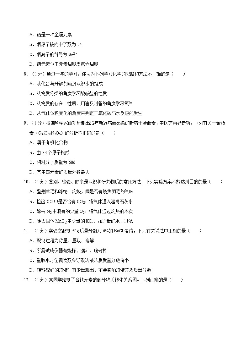 2024年河南省郑州外国语学校中考化学三模试卷第2页
