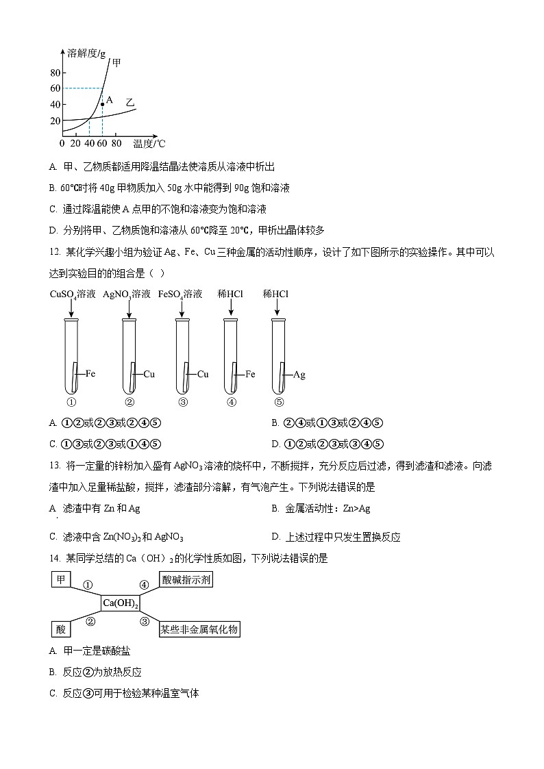 山东省淄博市张店区建桥实验学校2023-2024学年九年级上学期12月月考化学试卷(含解析)第3页