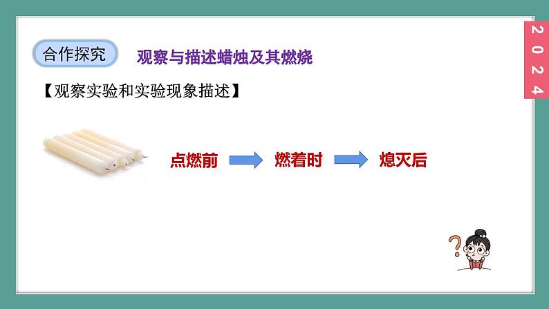 (2024)人教版化学九年级上册(1-2)化学实验与科学探究 第3课时 观察与描述蜡烛及其燃烧 PPT课件第5页