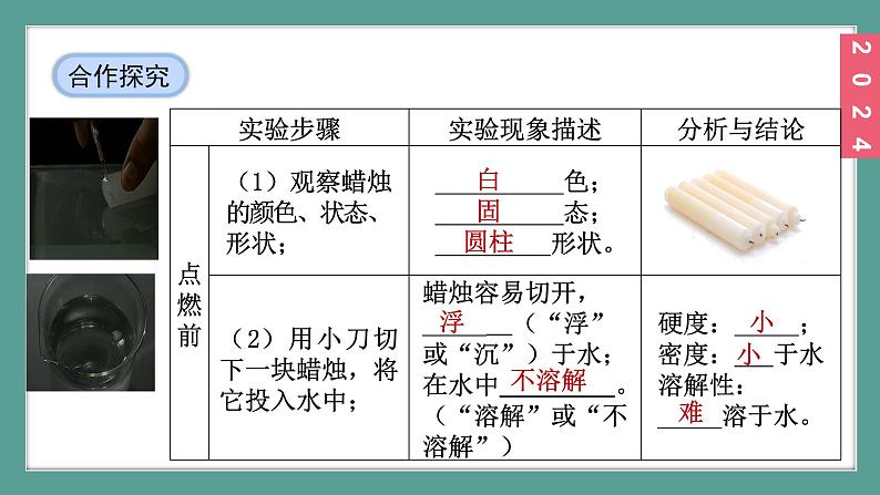(2024)人教版化学九年级上册(1-2)化学实验与科学探究 第3课时 观察与描述蜡烛及其燃烧 PPT课件第6页