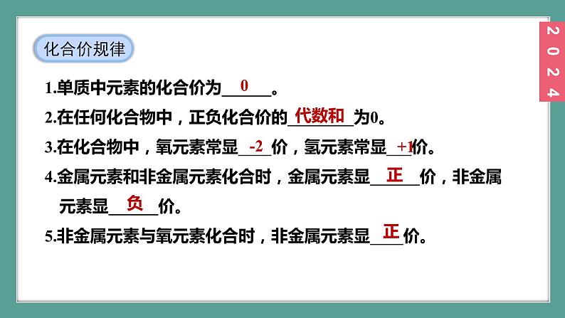 (2024)人教版化学九年级上册(4-3)物质组成的表示 第2课时 化合价 PPT课件第8页