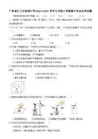广东省江门市怡福中学2023-2024学年九年级上学期期中考试化学试题（含答案）