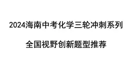 2024海南中考化學(xué)三輪沖刺系列 全國視野創(chuàng)新題型推薦（課件）