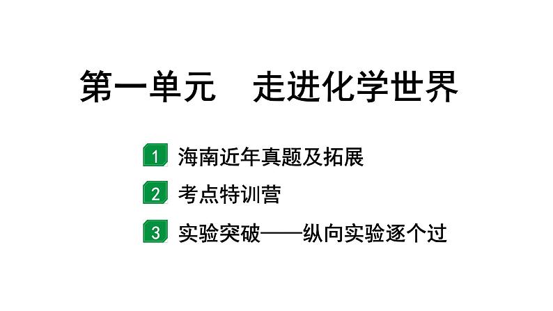 2024海南中考化学一轮复习 中考考点研究 第一单元 走进化学世界(课件)第1页