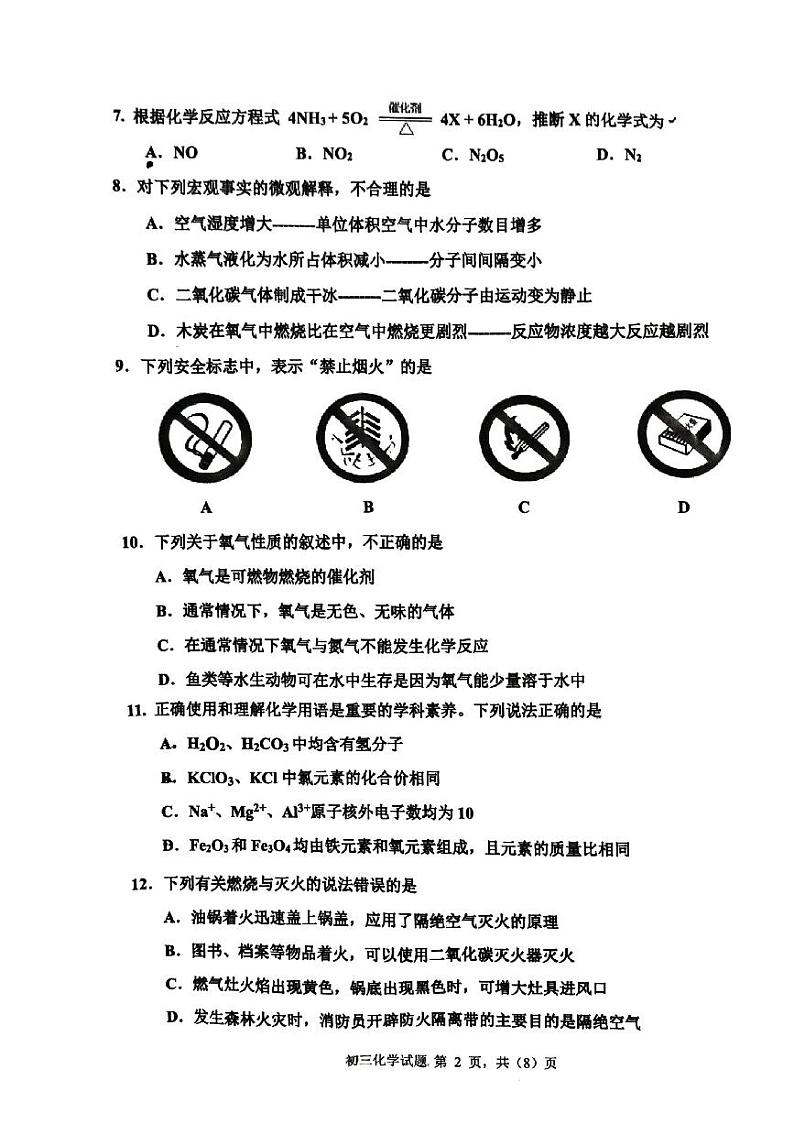 山东省淄博市张店区2023-2024学年八年级下学期7月期末化学试题第2页