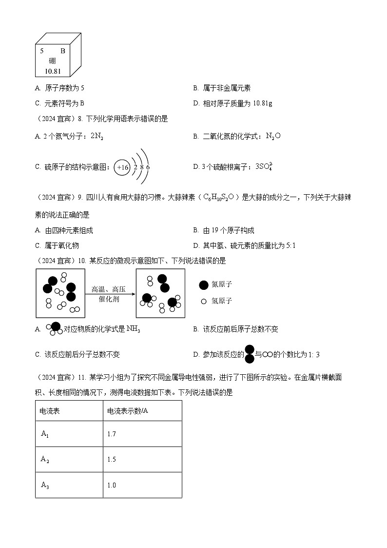 2024年四川省宜宾市中考化学真题02