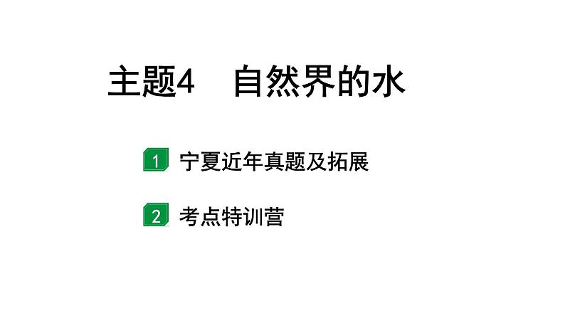 2024宁夏中考化学二轮重点专题突破 主题4 自然界的水(课件)第1页