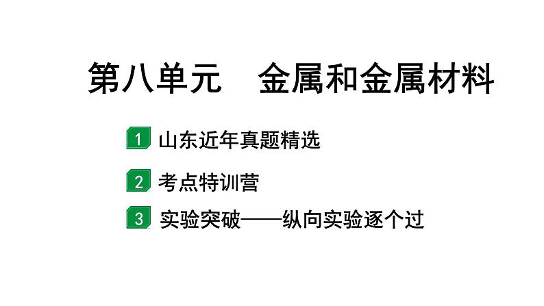 2024山东中考化学一轮复习 中考考点研究 第八单元 金属和金属材料(课件)第1页