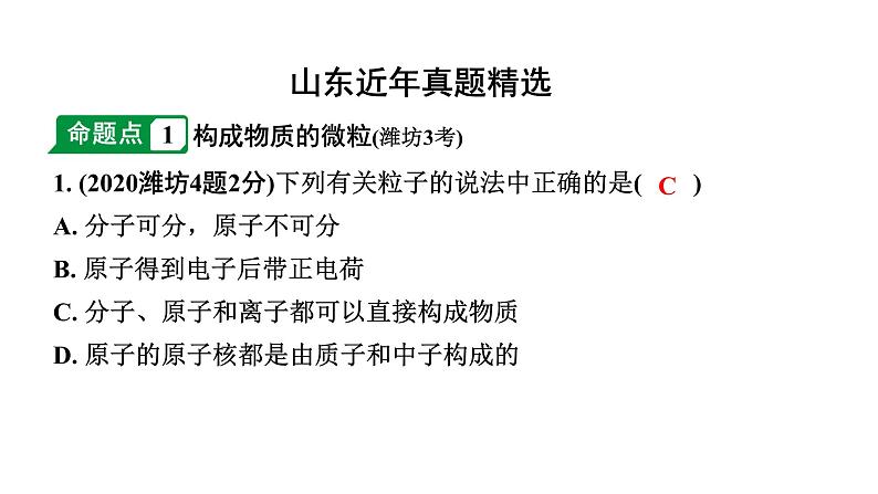 2024山东中考化学一轮复习 中考考点研究 第三单元 物质构成的奥秘(课件)第2页