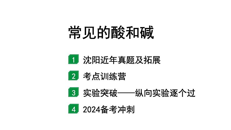 2024沈阳中考化学二轮专题突破 常见的酸和碱(课件)第1页