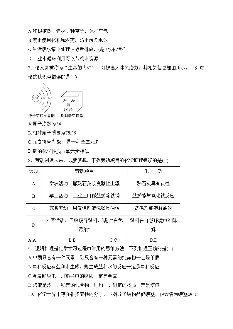 山东省潍坊市高密市2024届九年级下学期3月月考化学试卷(含答案)第2页