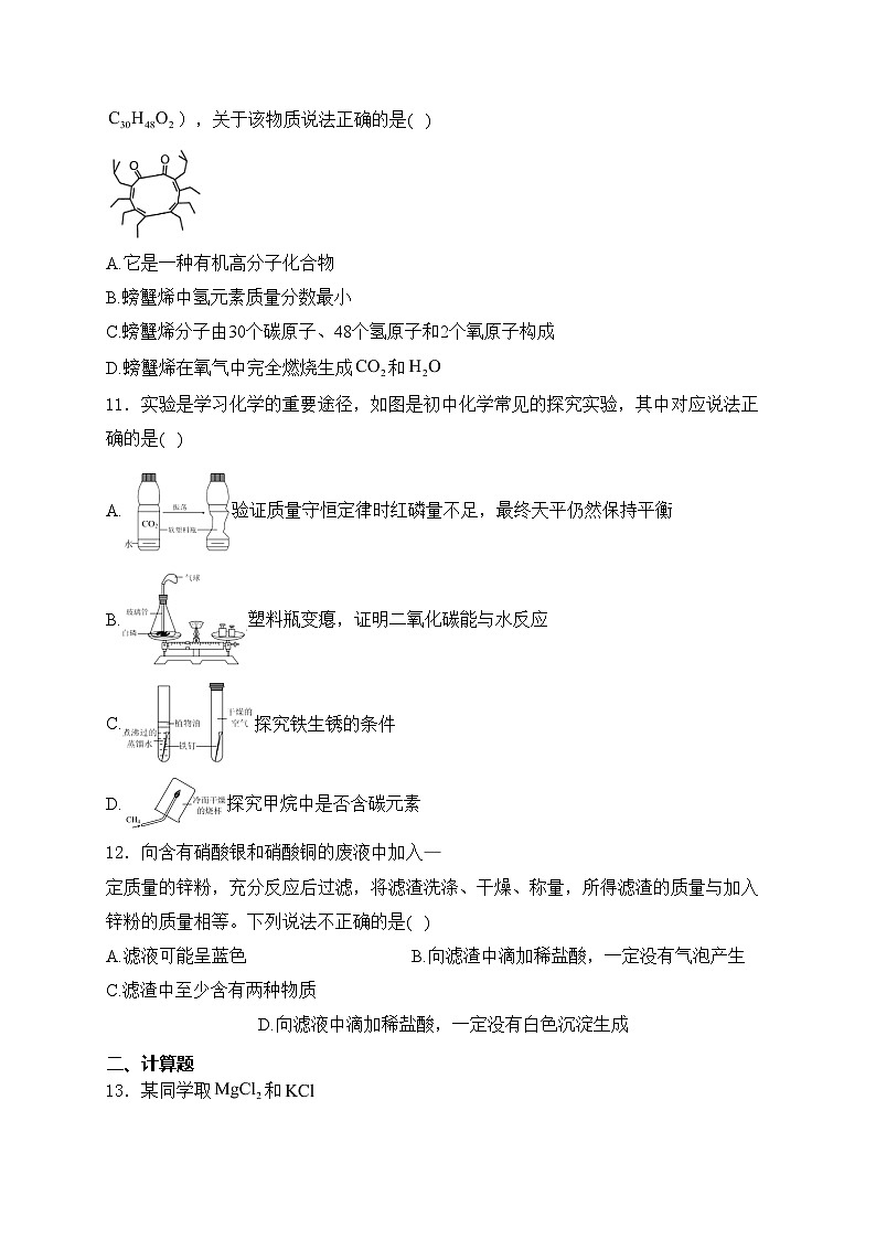 山东省潍坊市高密市2024届九年级下学期3月月考化学试卷(含答案)第3页