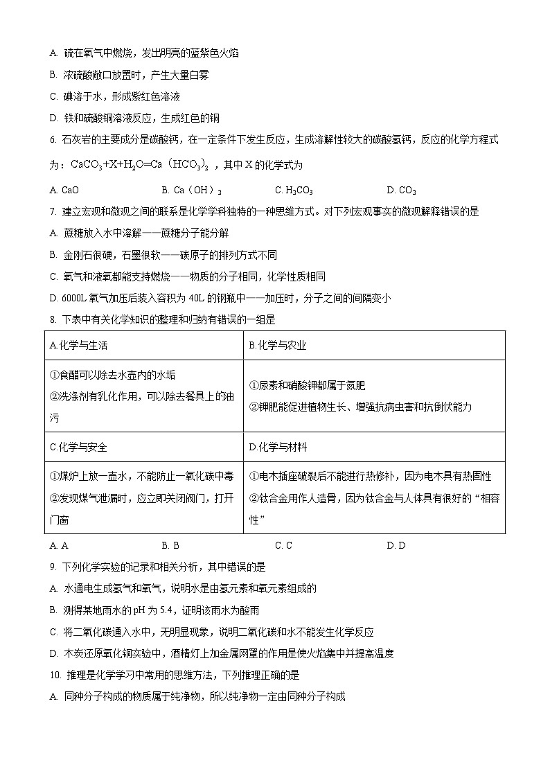 2023年黑龙江省齐齐哈尔市中考化学真题试卷(解析版)02