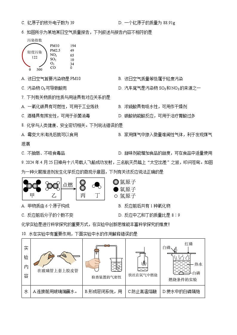 2024年广东省佛山市南海实验中学中考三模化学试题02