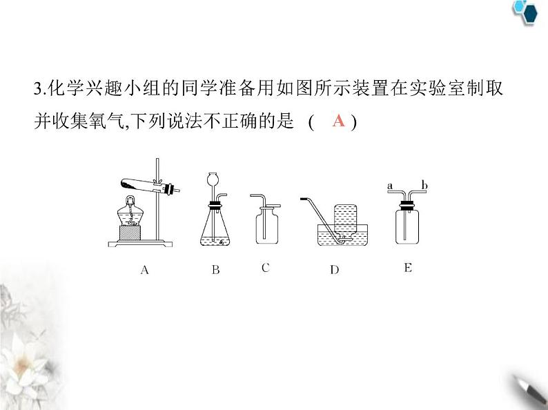 鲁教版初中九年级化学上册第四单元我们周围的空气第三节氧气的实验室制取课件第6页