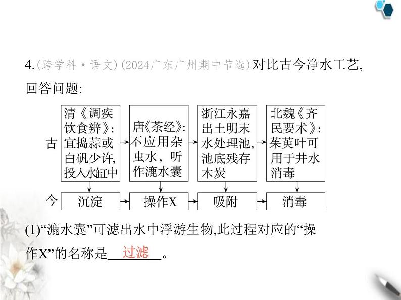 人教版初中九年级化学上册第四单元自然界的水课题1水资源及其利用第二课时水的净化课件06