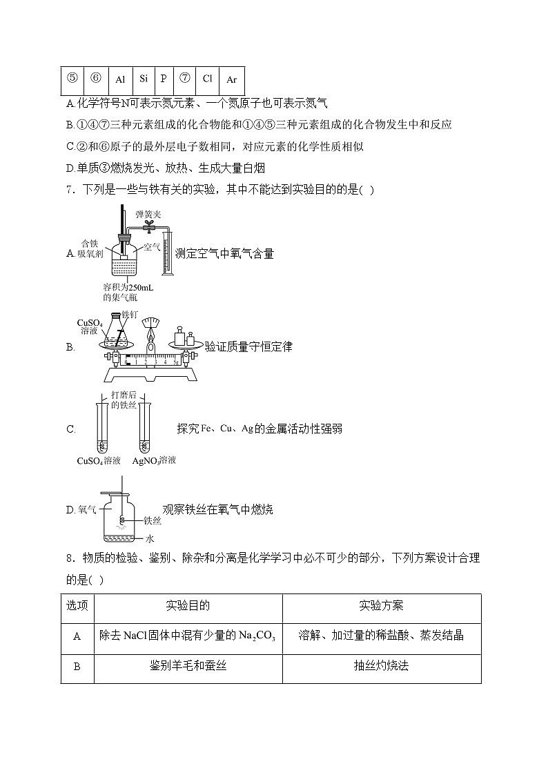陕西省西安市铁一中学2023-2024学年九年级下学期4月月考化学试卷(含答案)第3页