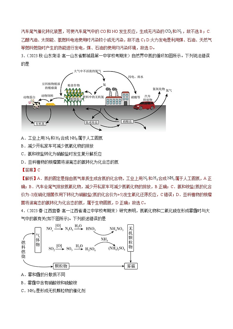 自测13 环境保护与绿色化学-【刷透假期】高一化学暑假作业自测+预习自学(人教版2019)(解析版)第2页
