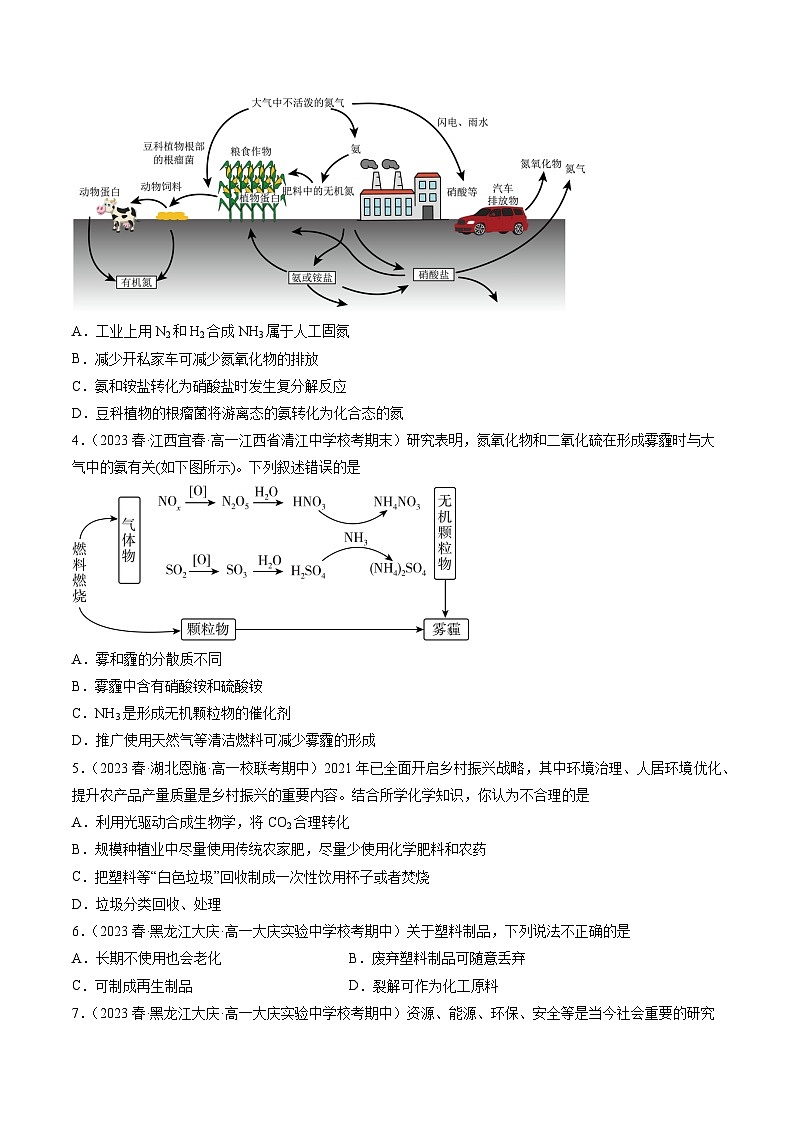 自测13 环境保护与绿色化学-【刷透假期】高一化学暑假作业自测+预习自学(人教版2019)(原卷版)第2页
