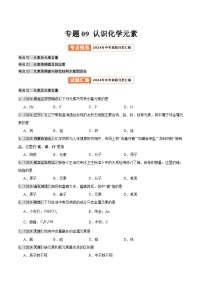 2024年中考化学真题分类汇编（全国通用）专题09 认识化学元素（第02期）（原卷版）