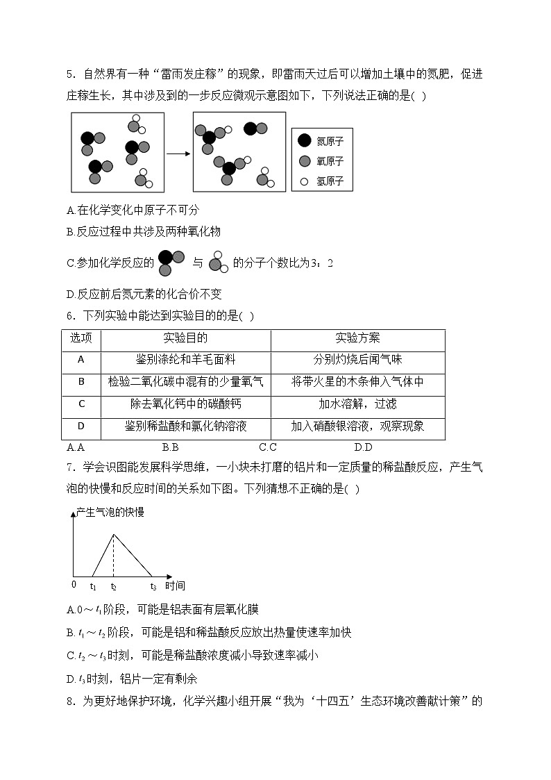 河北省2024届九年级下学期初中中考第三次模拟考试化学试卷(含答案)第2页