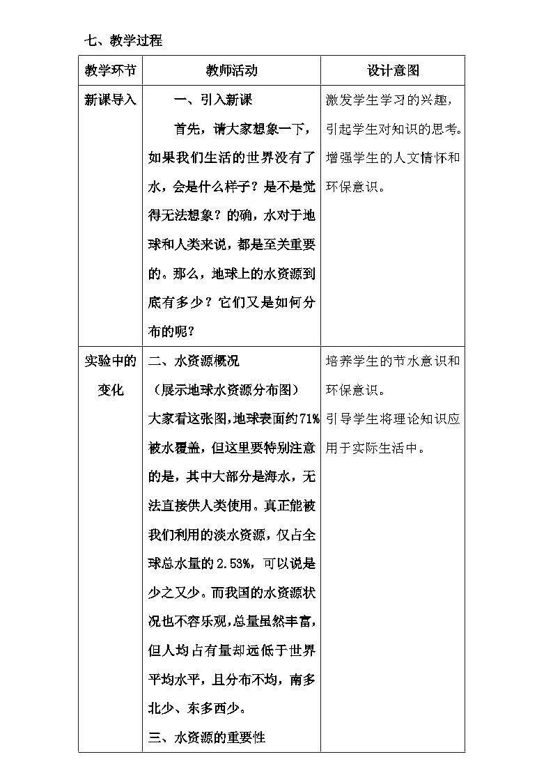 人教版(2024新版)九年级上册化学:第四单元 课题1《水资源及其利用》教案教学设计03