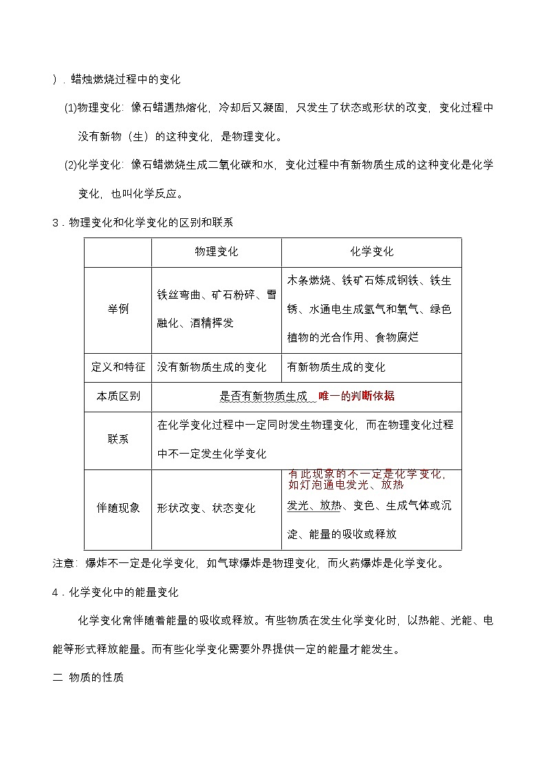 沪教版(全国)(2024新版)九年级上册化学各章节必背知识点复习提纲03