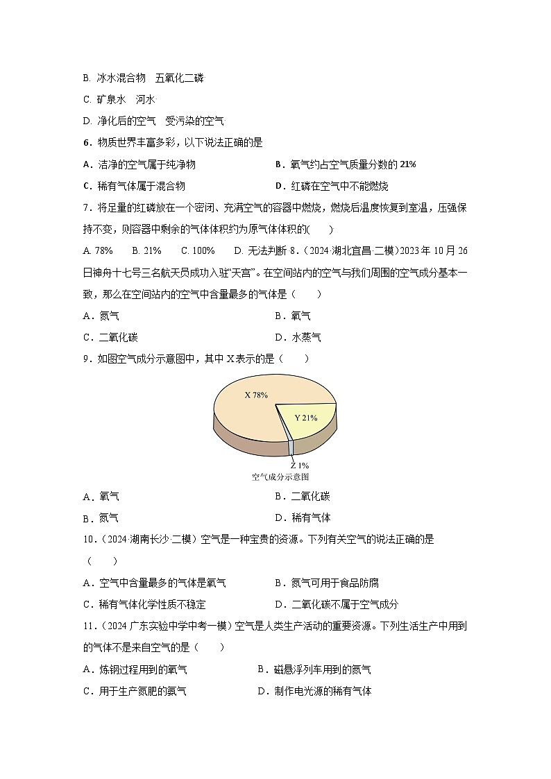沪教版九年级上册化学2.1空气的组成 同步训练第2页