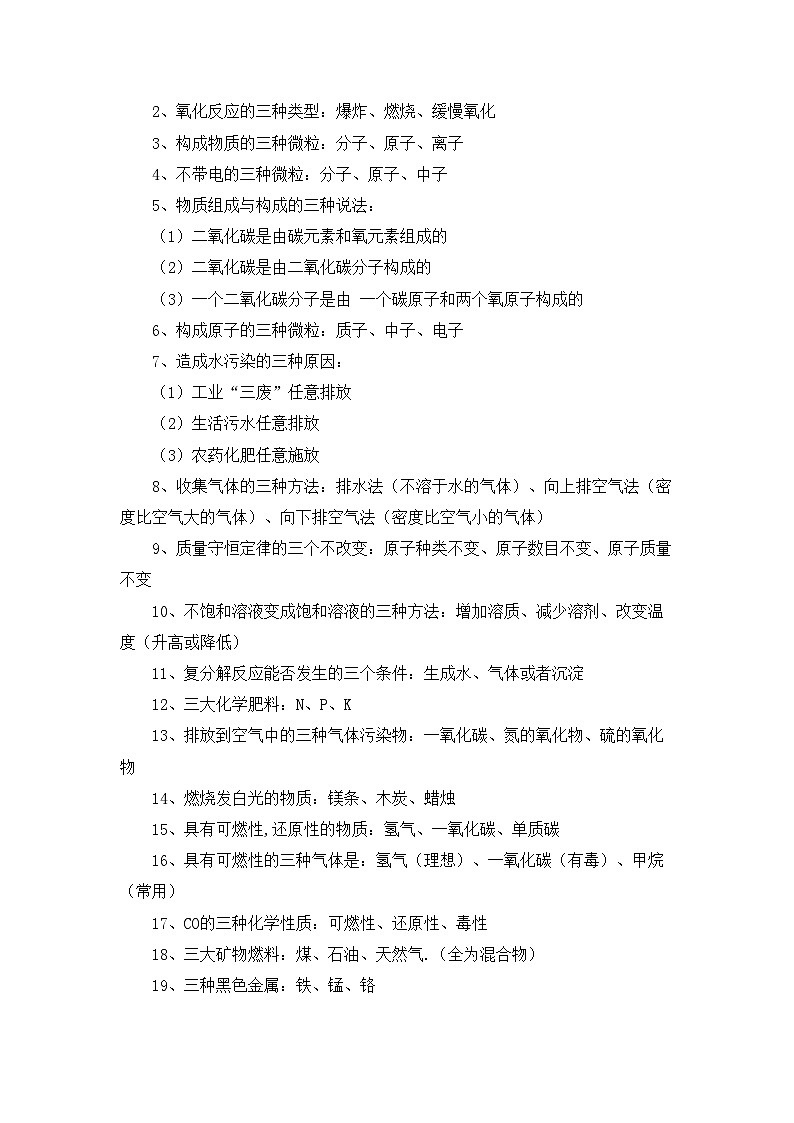 人教版初三化学常考知识点汇总-考前须看!02