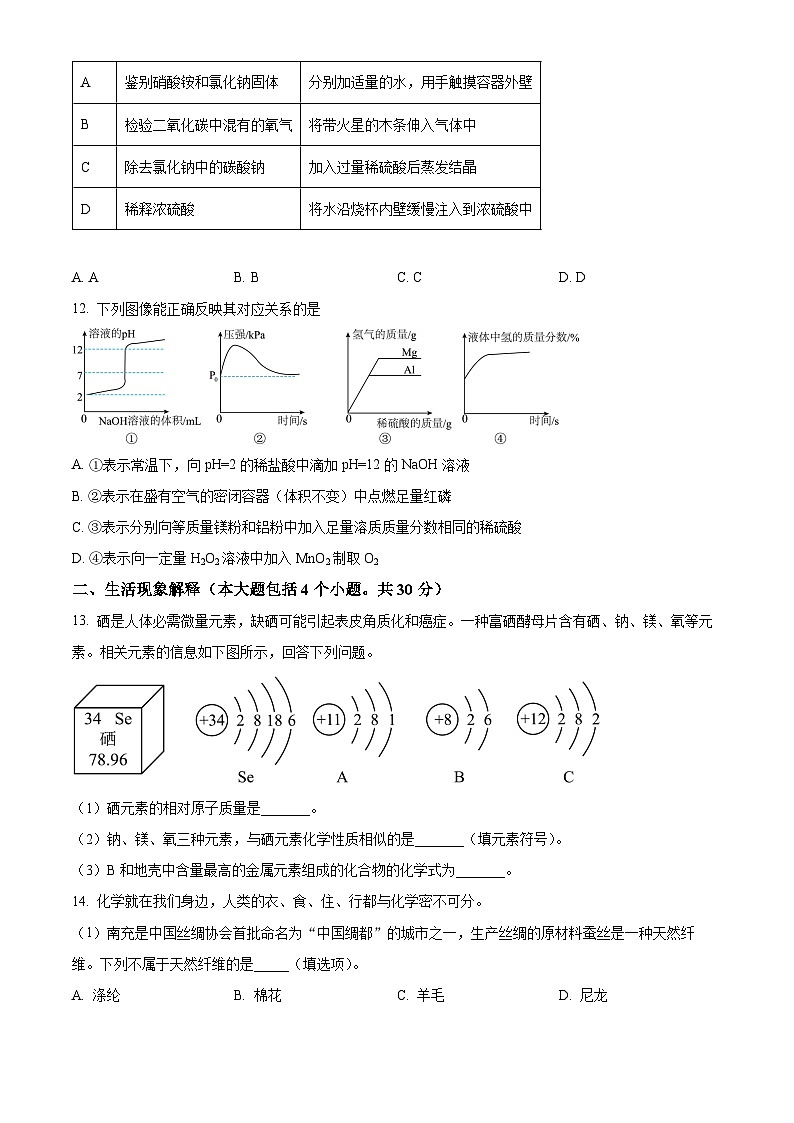 2024年四川省南充市中考化学真题(原卷版)第3页