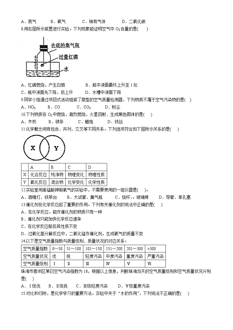 广东省珠海市文园中学2024-2025学年九年级上学期10月化学学习反馈试题(无答案)第2页