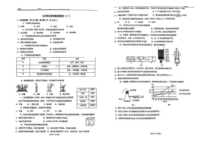 山東省青島市海信學(xué)校2024--2025學(xué)年九年級(jí)上學(xué)期第一次月考化學(xué)試卷第1頁(yè)