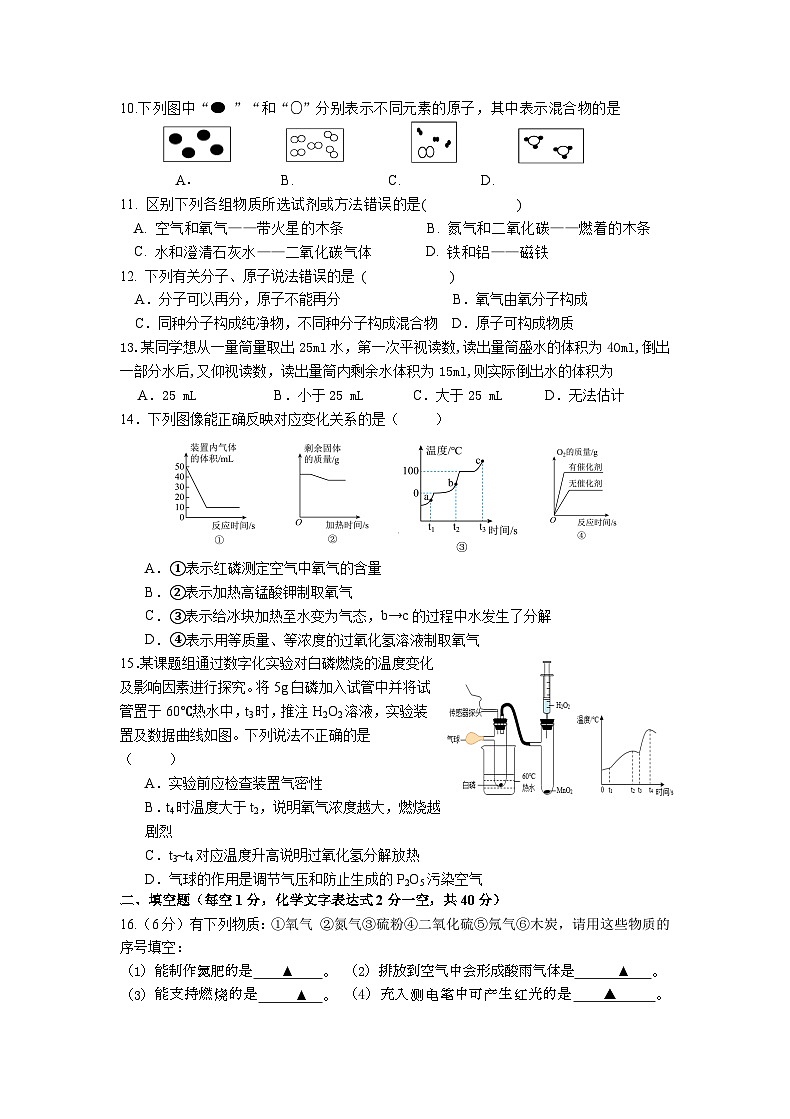江苏省盐城市大丰区实验初级中学2024-2025学年九年级上学期10月月考化学试卷02
