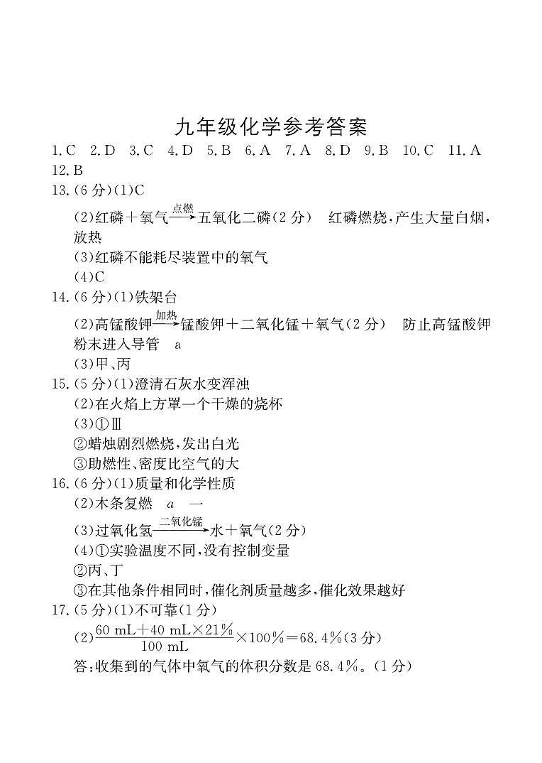 安徽省芜湖市无为市2024--2025学年九年级上学期10月月考化学试题01