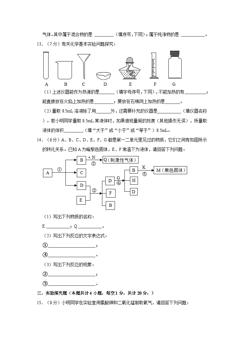 2023-2024学年甘肃省定西市岷县岷阳中学九年级(上)第一次月考化学试卷第3页