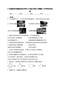 广东省惠州市惠城区部分学校2025届九年级上学期第一次月考化学试卷(含答案)