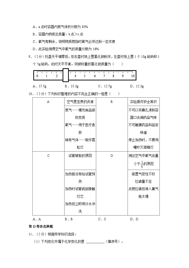 2023-2024學年湖北省恩施州咸豐縣九年級（上）第一次月考化學試卷第3頁
