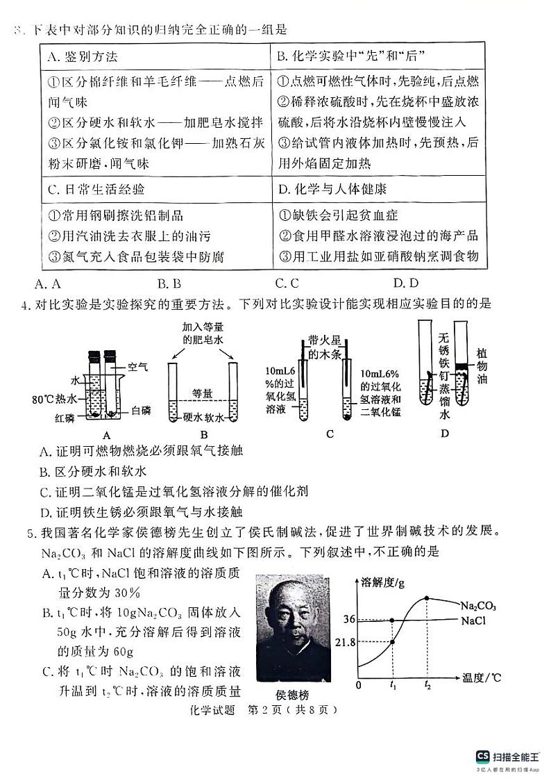山东省济宁市梁山县 2024-2025学年九年级上学期10月月考化学试题第2页