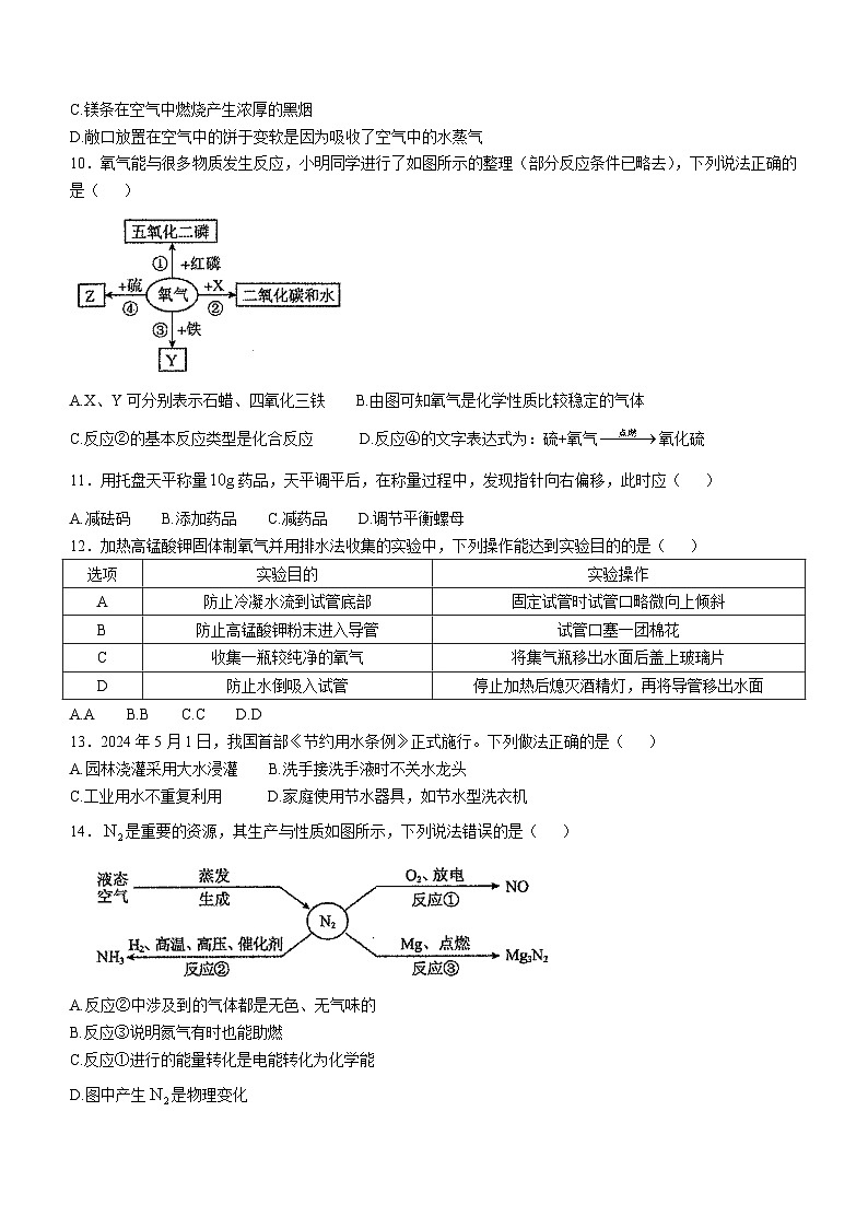 江苏省扬州市江都区第三中学2024--2025学年九年级上学期10月月考化学试题02