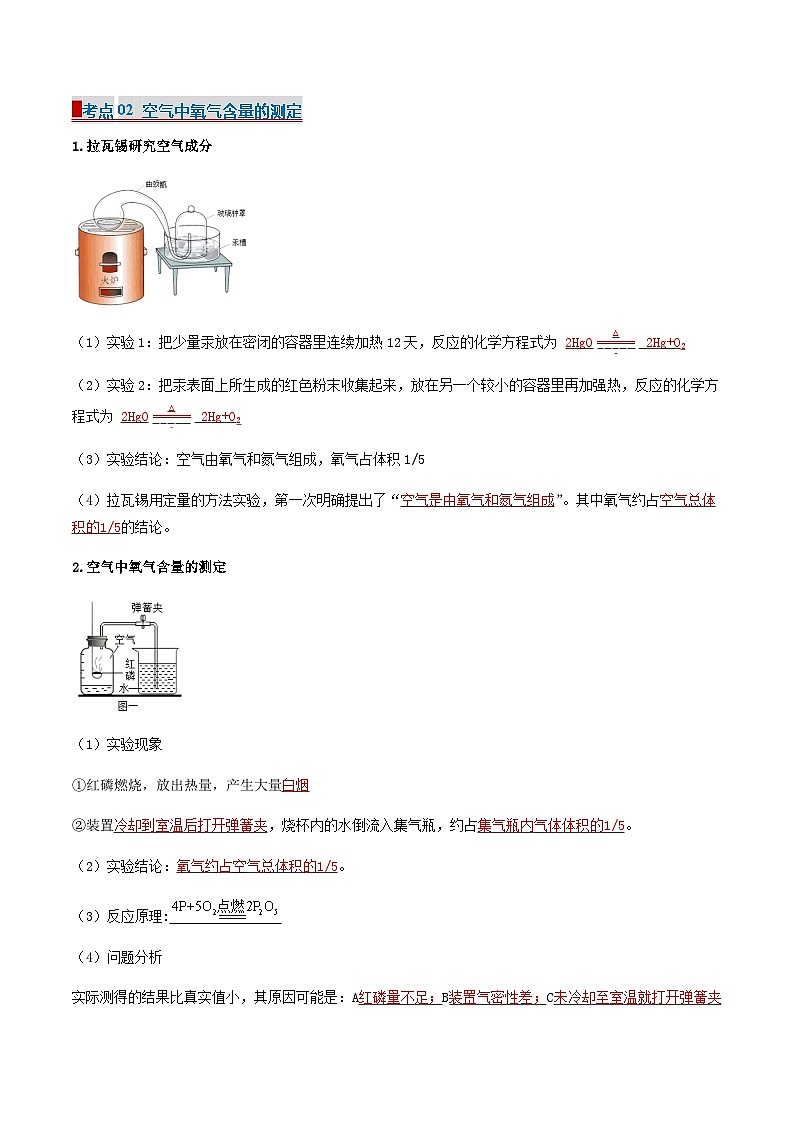 2 浩瀚的大气(考点清单)(讲+练)-2024-2025学年九年级化学上学期期中考点大串讲(沪教版·上海)02
