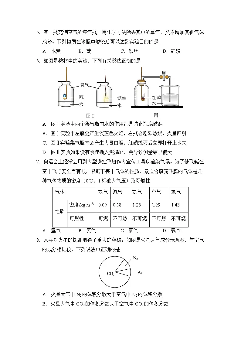 人教版(2024)九年级化学上册期中测试卷(1-4章)(含答案)第2页