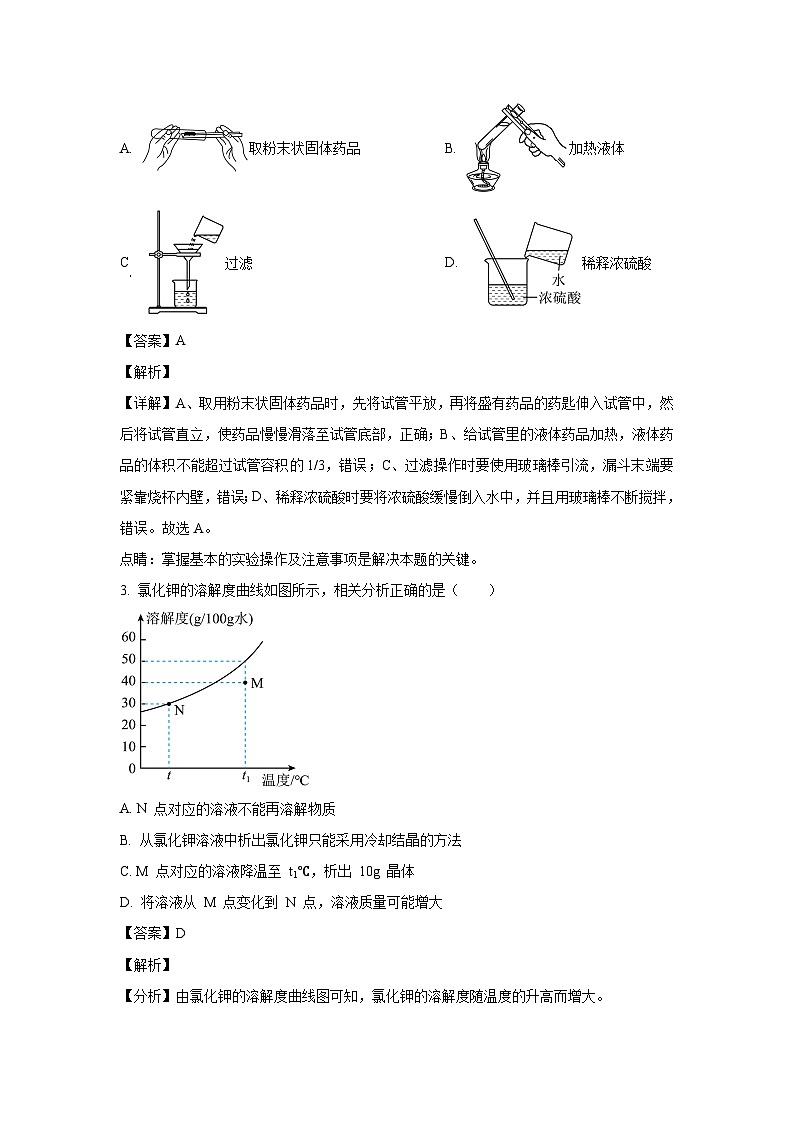 河北省石家庄市长安区2024年中考一模化学试题(解析版)第2页