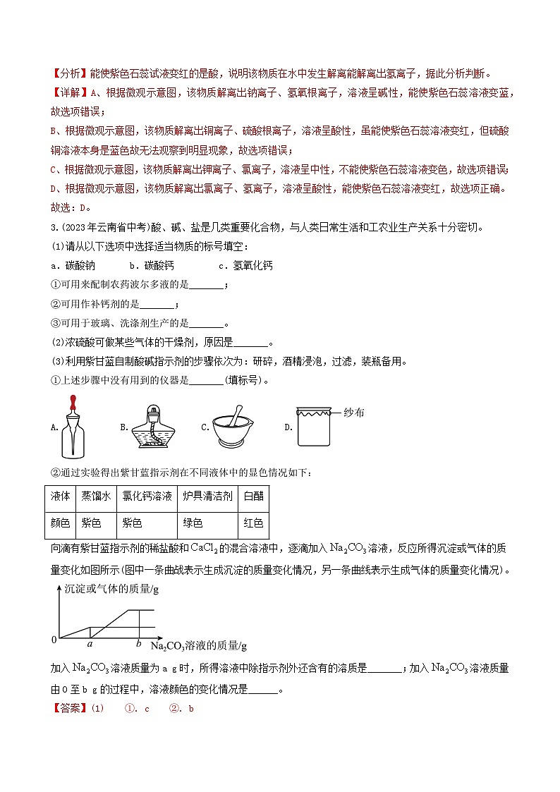 (人教版)2024年初中化学下册同步讲义第10单元 课题1常见的酸和碱(一)(教师版)第3页