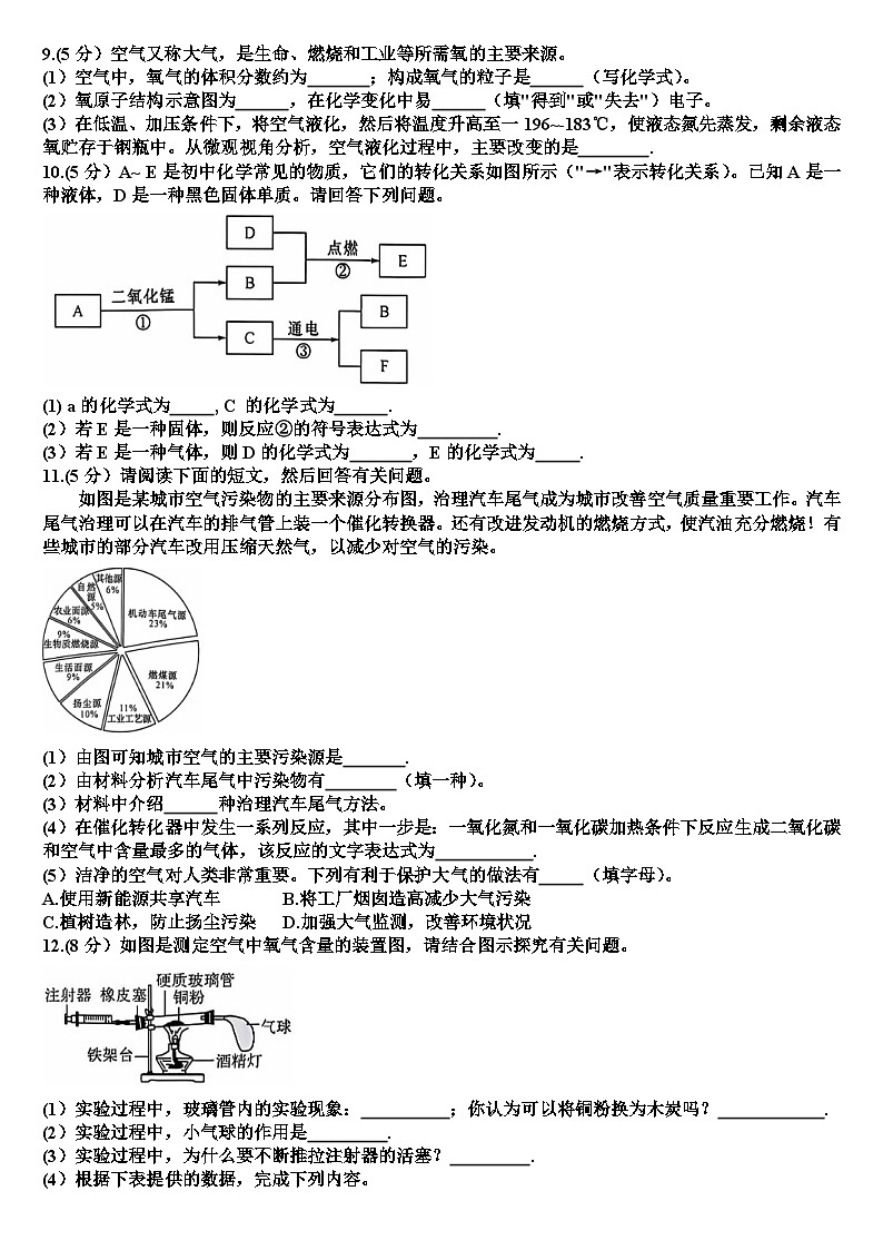 新鲁教版九年级化学第四单元我们周围的空气单元测试题(含答案)第2页