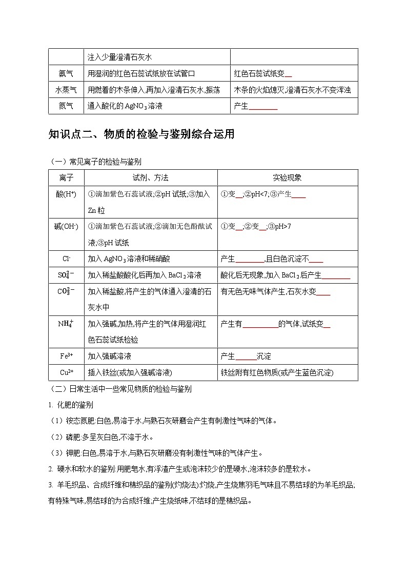 2025年中考化学一轮复习考点过关练习专题16 物质的检验与鉴别(原卷版)第2页