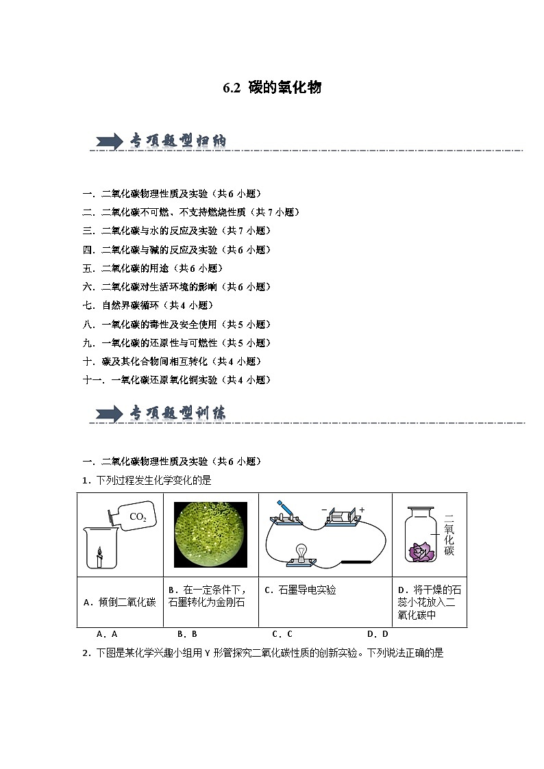 6.2 碳的氧化物-初中化学九年级上册 知识点梳理+专项训练(人教版2024)01