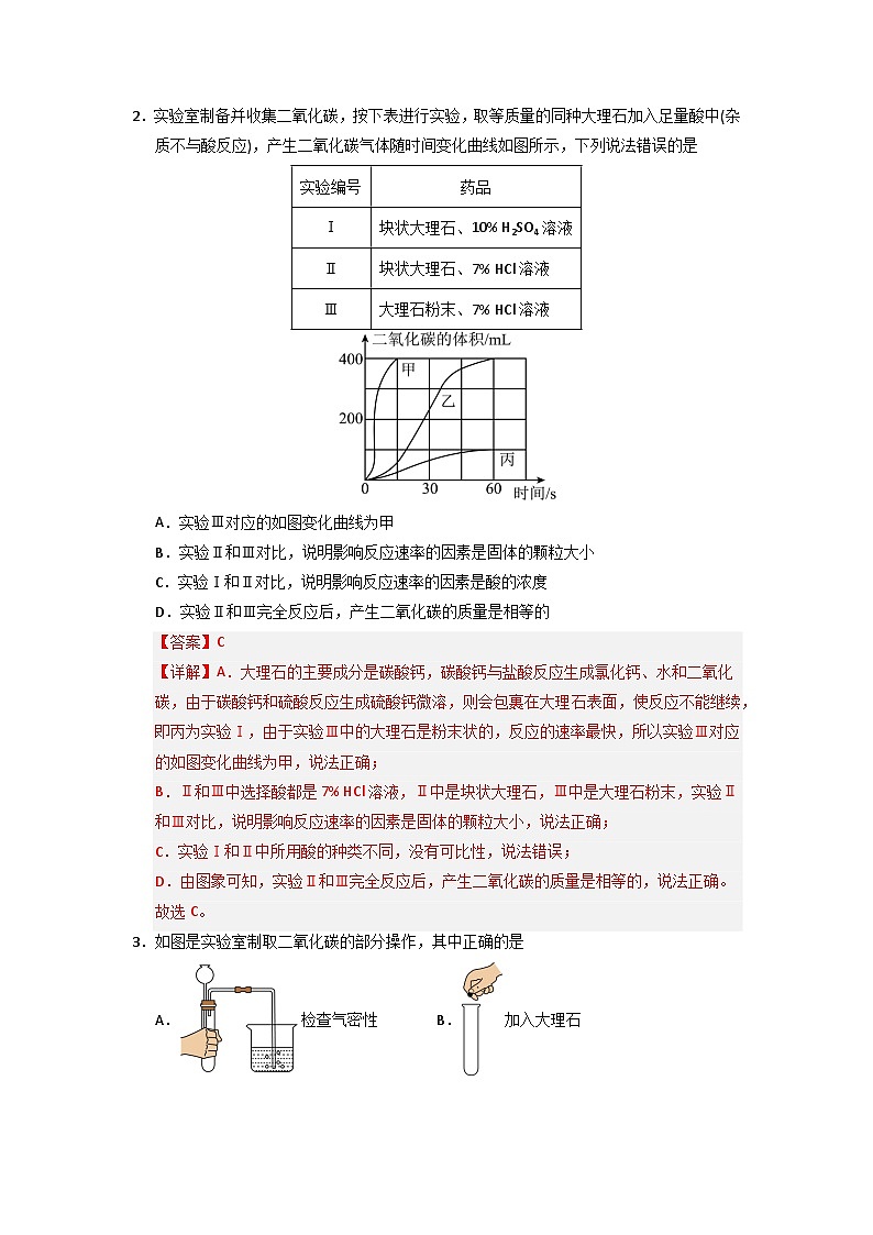 6.3 二氧化碳的实验室制取(专项训练)(含答案解析)第2页